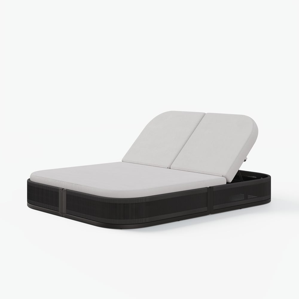 Costra Outdoor Aluminum & Rattan Chaise Lounge in Black window image