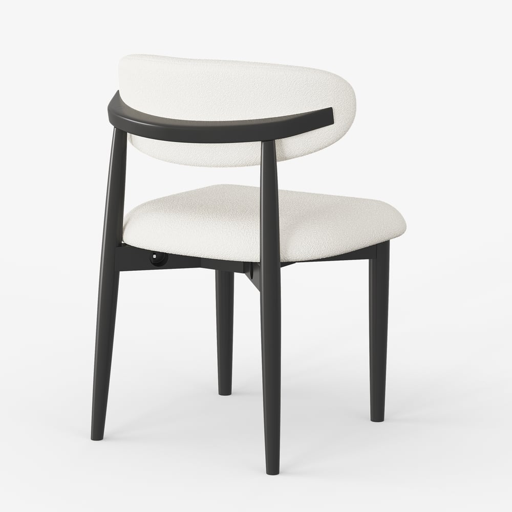 Modern Boucle Dining Chair with Black Rubber Wood Legs, 1 Piece window image
