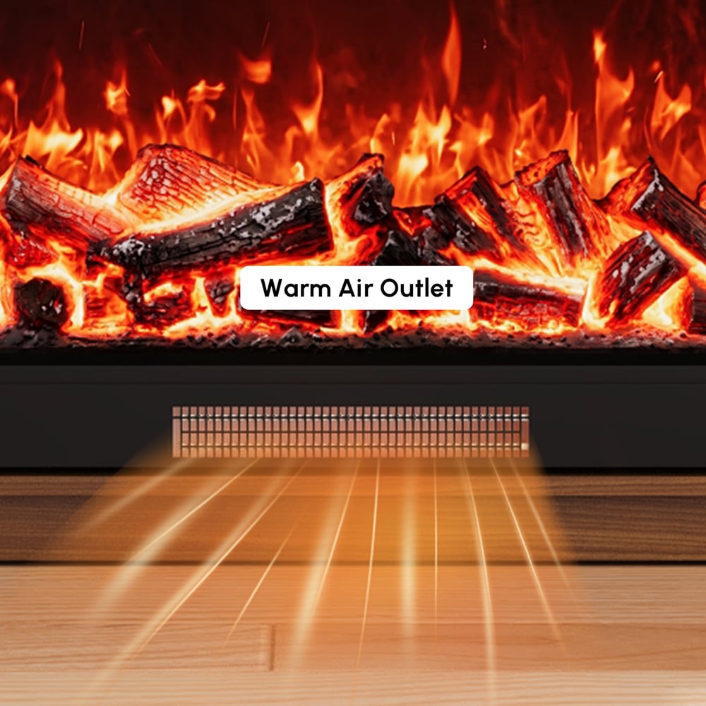 Aura 84" Sintered Stone Top Electric Fireplace TV Stand window image