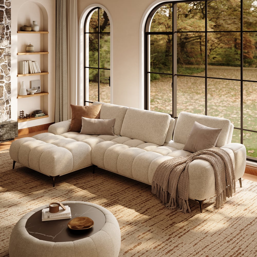 Chaise Chenille Adjustable Backrest Sectional Sofa window image