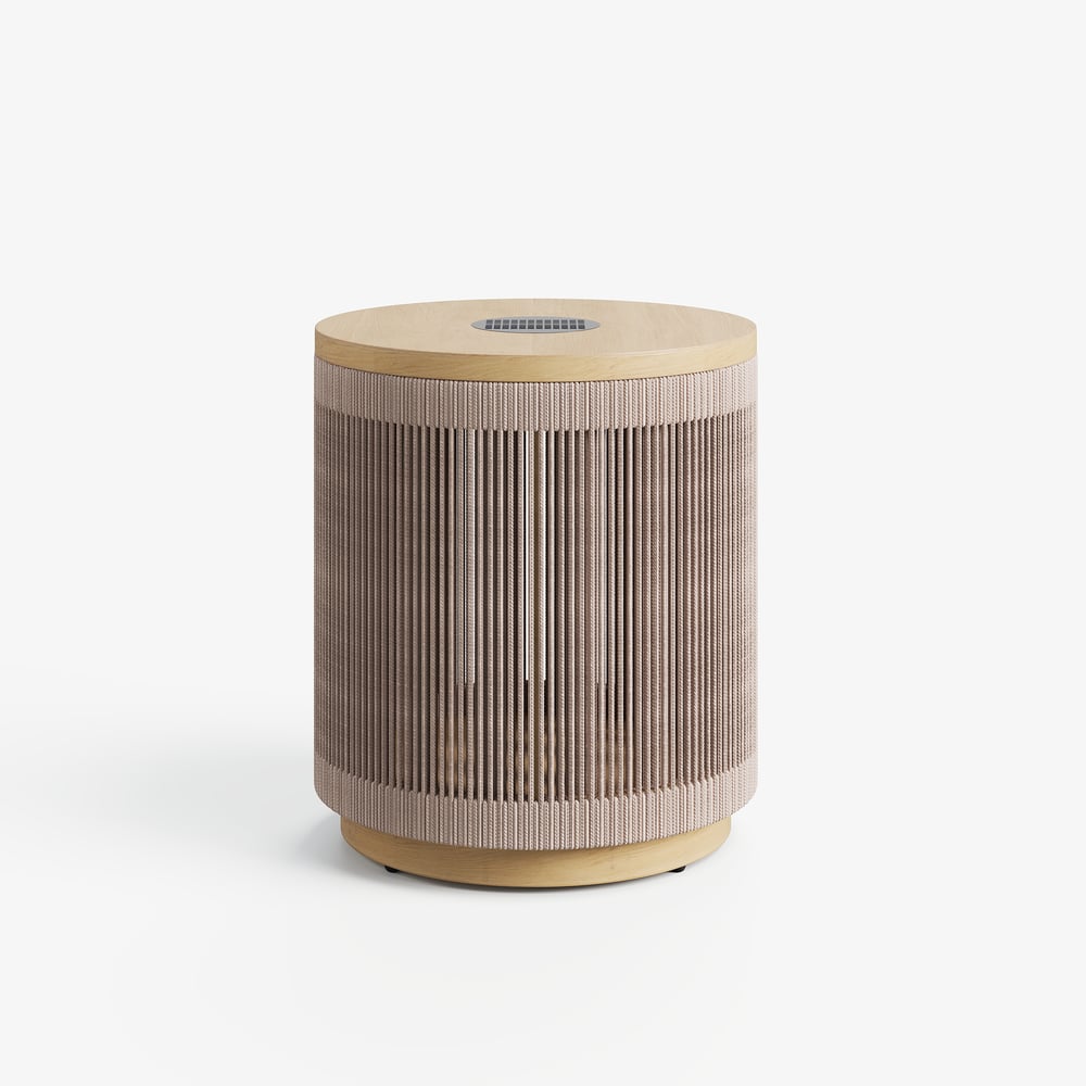 Costra Outdoor Handwoven Rope & Aluminum Storage Side Table with LED window image