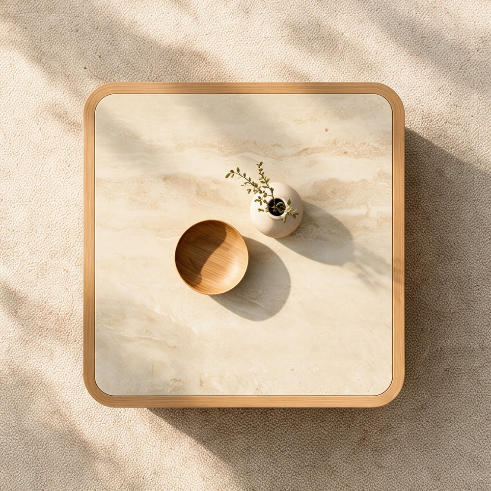 Aura Fluted Aluminum Outdoor Coffee Table with Sintered Stone Top window image