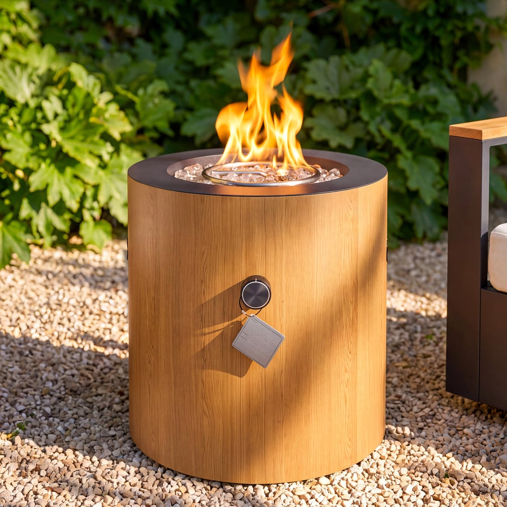 Tevara Outdoor Dark Gray Aluminum Smokeless Fire Pit Side Table window image