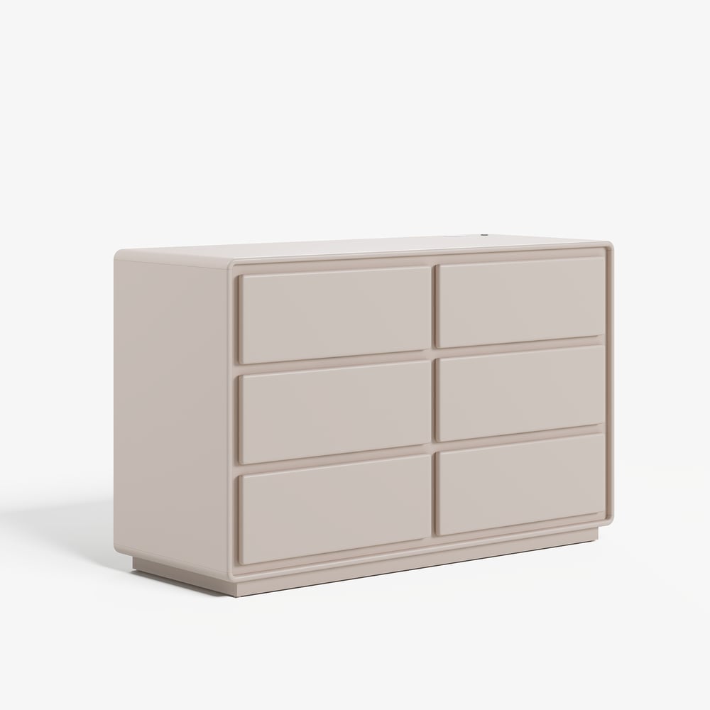 Modern 47" 6-Drawer Dresser with Light and Charging Station window image