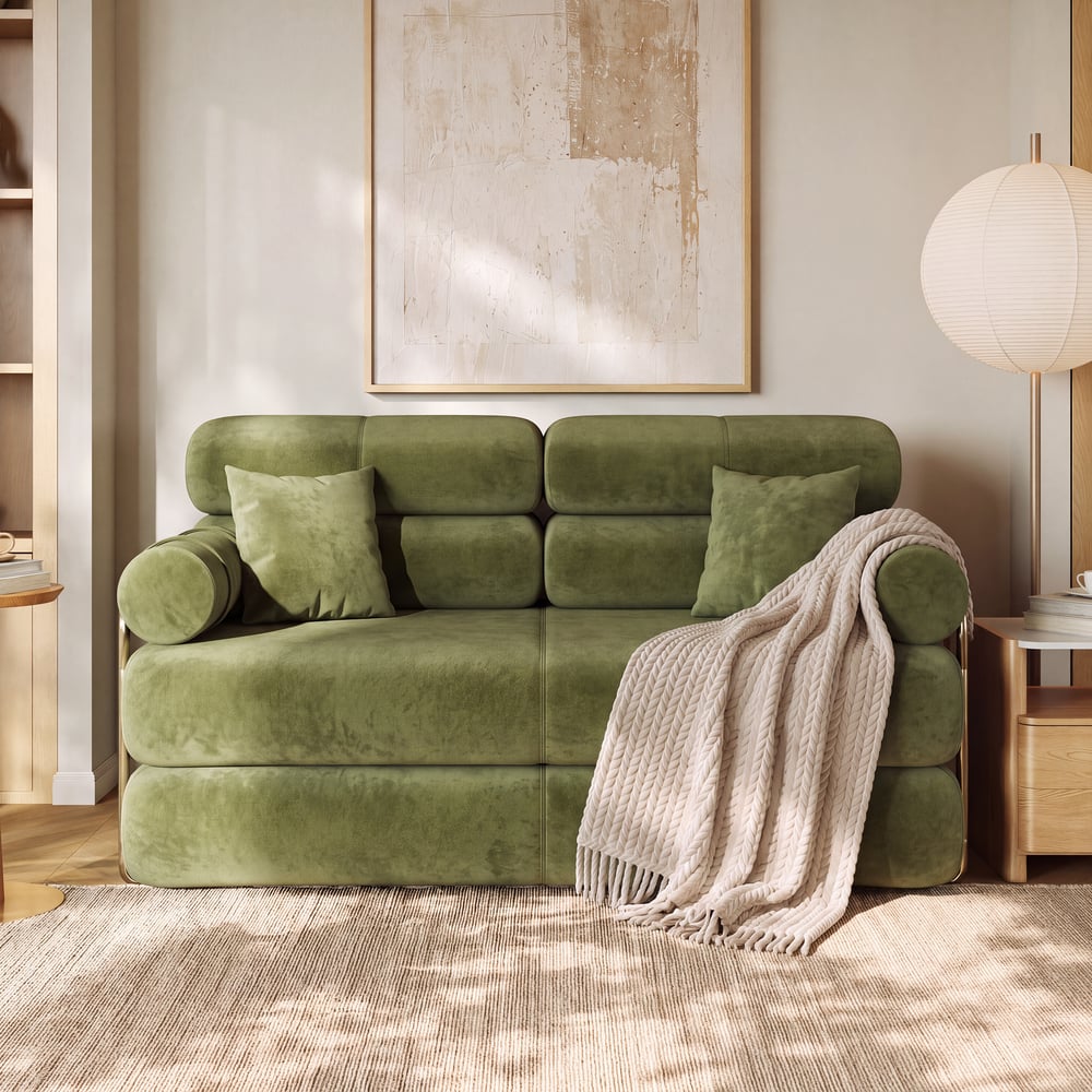 Canapé-lit convertible Humply 170 cm 2 places en velours chenille 4 en 1 image de fenêtre