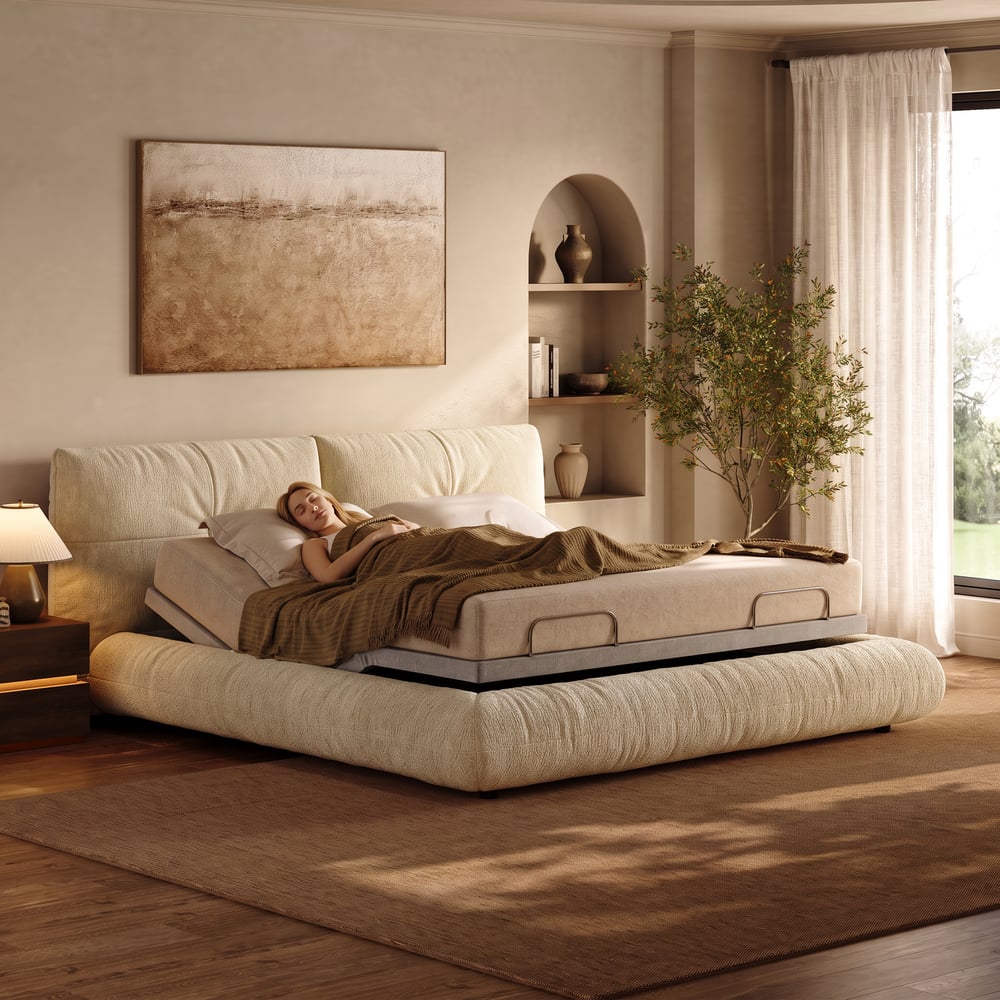 Performance Chenille Smart Bed Set with Adjustable Base, Massage & Zero Gravity. window image