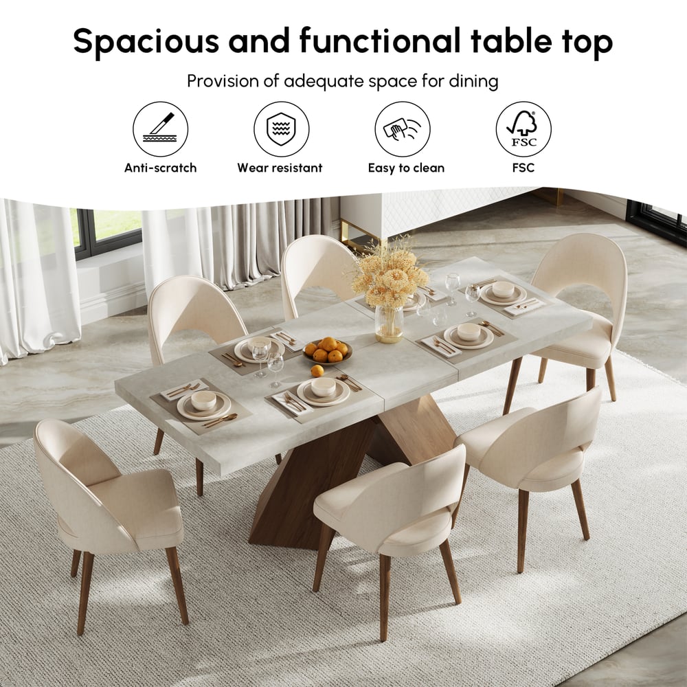 Dining Set 63"-79" Extendable Wood Dining Table with 4 Chairs window image