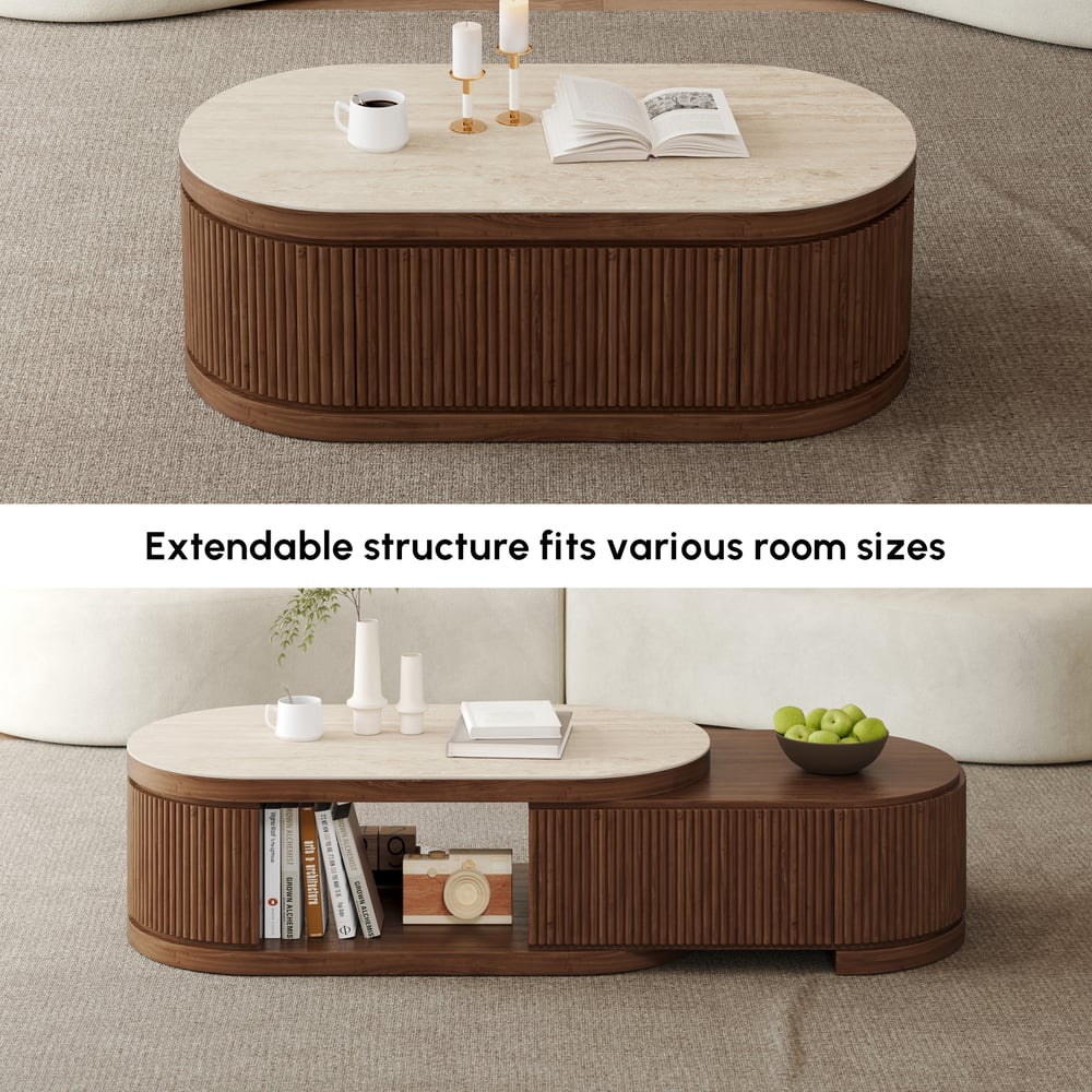 Velar 47"-67" Extendable Sintered Stone Top Coffee Table with Storage window image