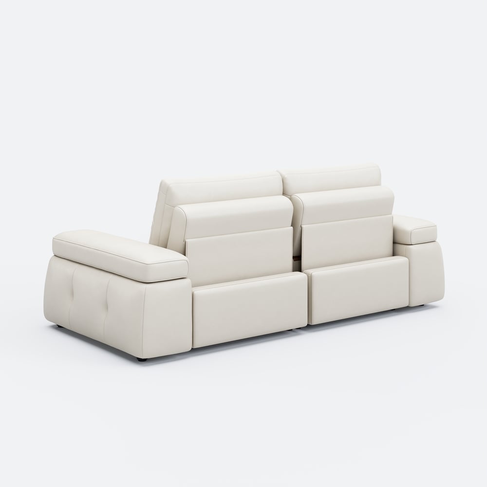 96" 2-Seater Genuine Leather Power Convertible Sleeper Sofa with Adjustable Armrests window image