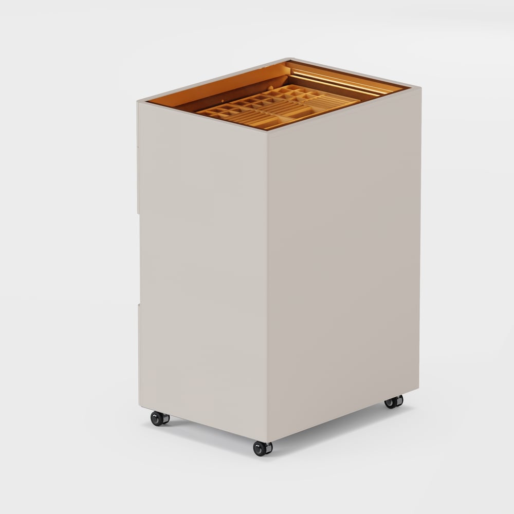 Îlot de dressing pour bijoux avec plateau en verre et éclairage image de fenêtre