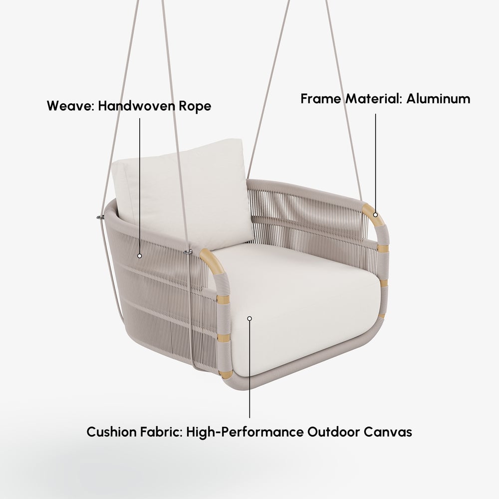 Fauteuil Suspendu de Patio Costra en Aluminium et Corde Tressée à la Main Une Place image de fenêtre