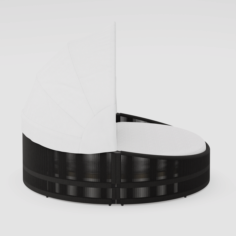Costra Weatherproof Round Patio Daybed with Adjustable Canopy in Black window image
