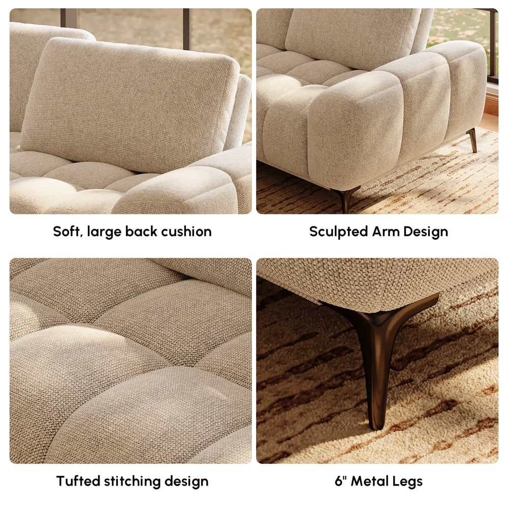 Chaise Chenille Adjustable Backrest Sectional Sofa window image