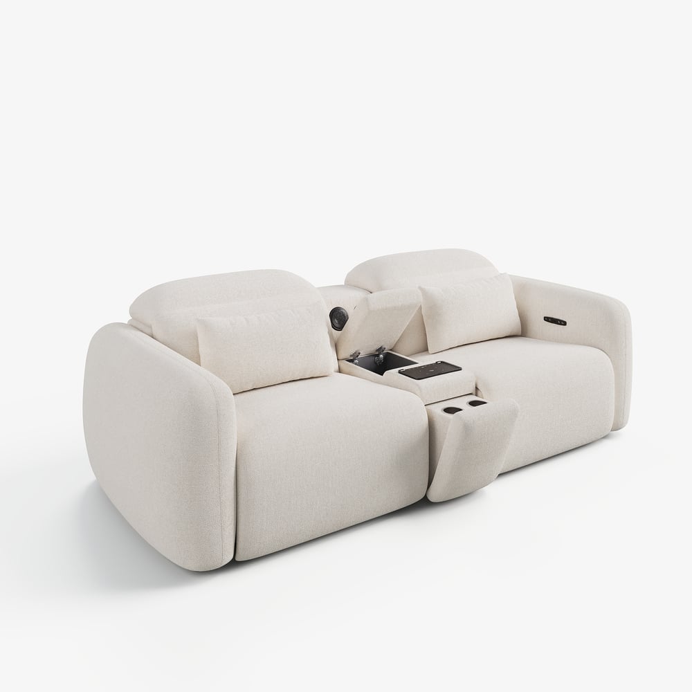 102" 2-Seater Chenille Dual-Motor Power Reclining Sofa with Multifunctional Center Console window image