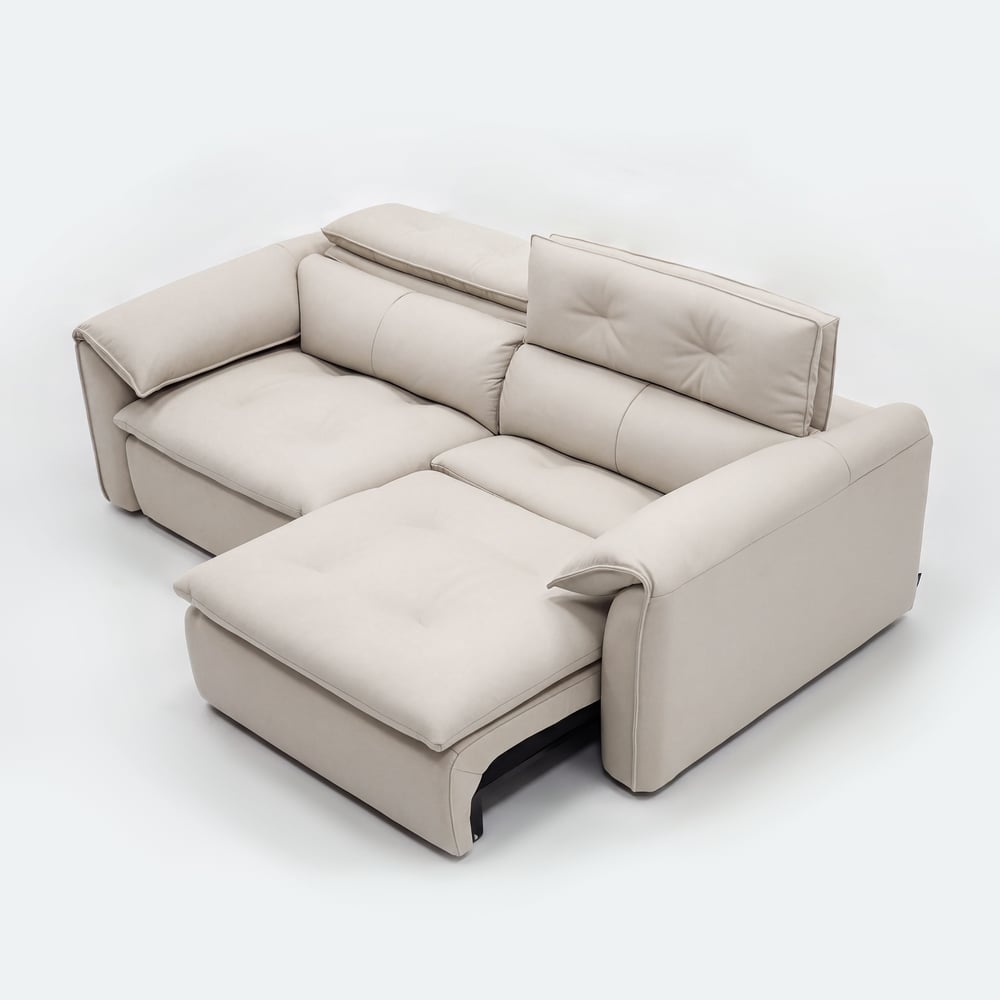 87" 2-Seater Genuine Leather Power Convertible Sleeper Sofa with Adjustable Headrests window image