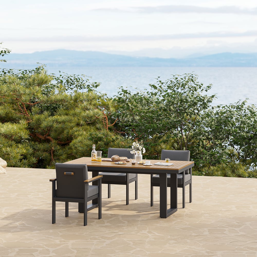 Tevara 5-Piece Rectangular Wood & Aluminium Outdoor Patio Dining Set for 4 People window image