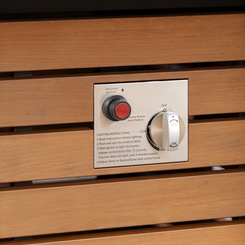 Axis 94.5" Outdoor Propane Fire Pit Dining Table with Hidden Tank & Wind Shield window image