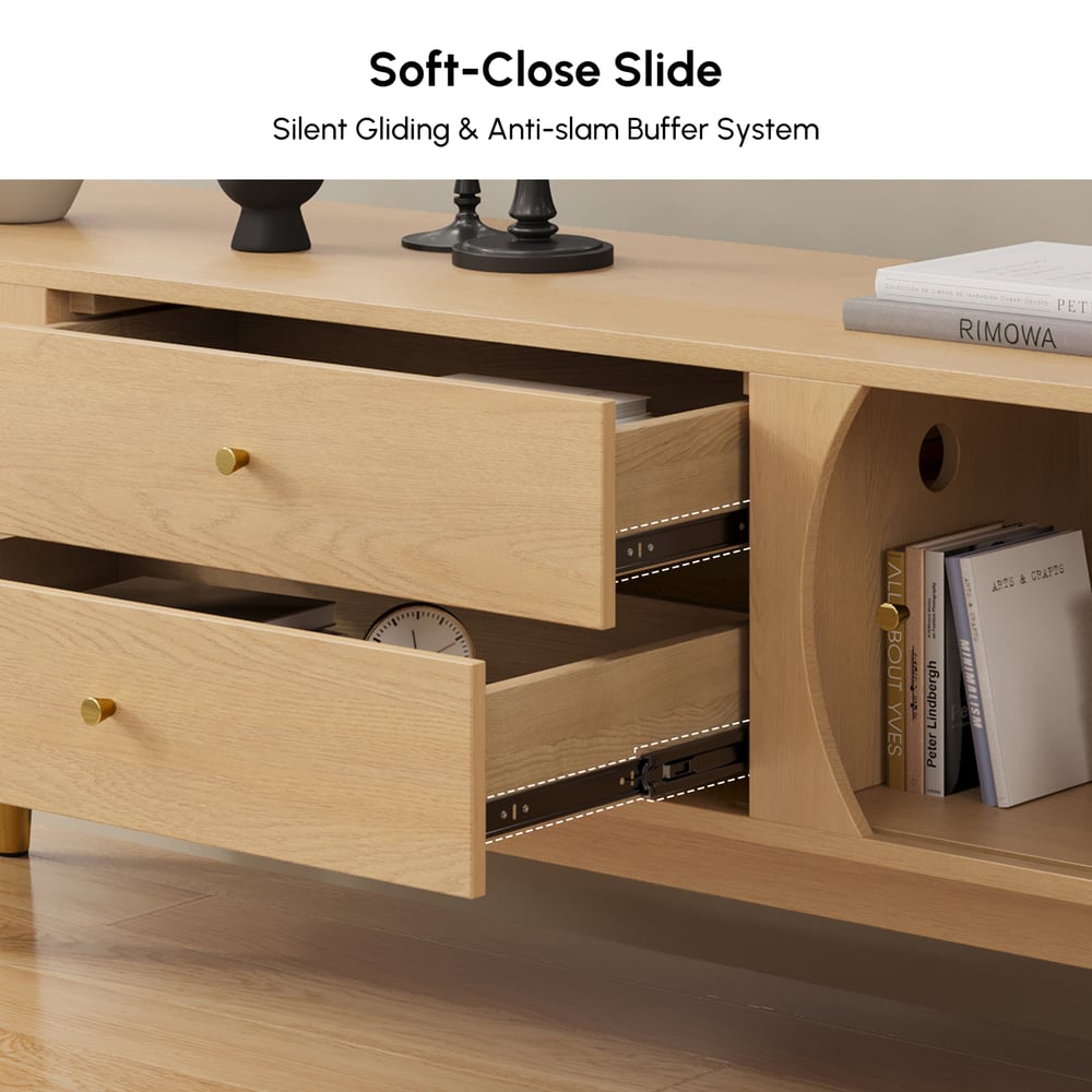 72" Ash Wood Fluted TV Stand with Storage window image