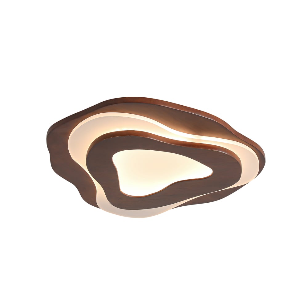 Nordic Walnut Flush Mount LED Irregular Shape Ceiling Light window image