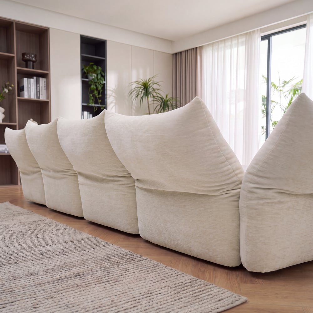 161" 4-Piece Chenille Sectional Sofa with Chaise and Adjustable Armrests & Backrest window image