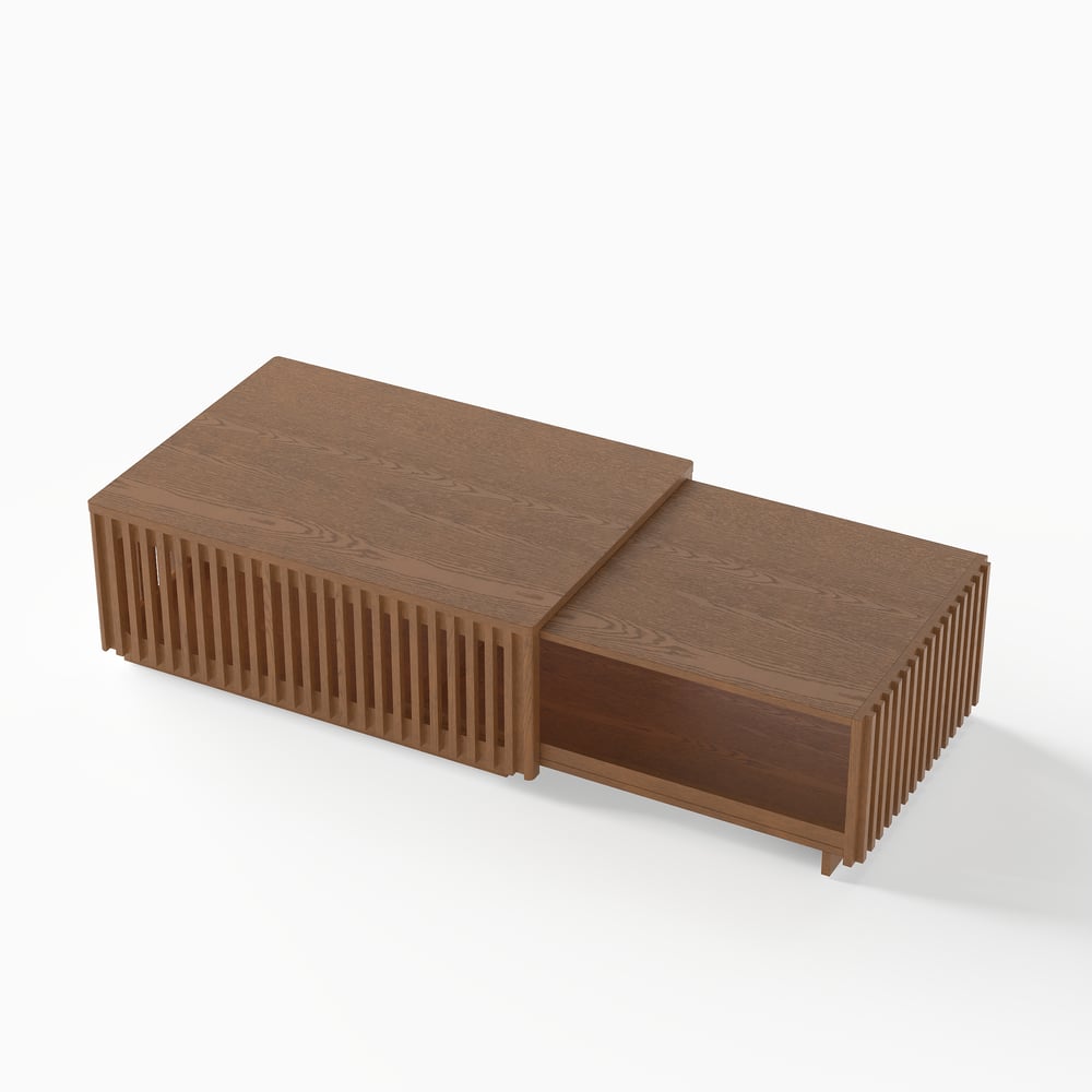 33"-55" Extendable Walnut Coffee Table with Storage window image