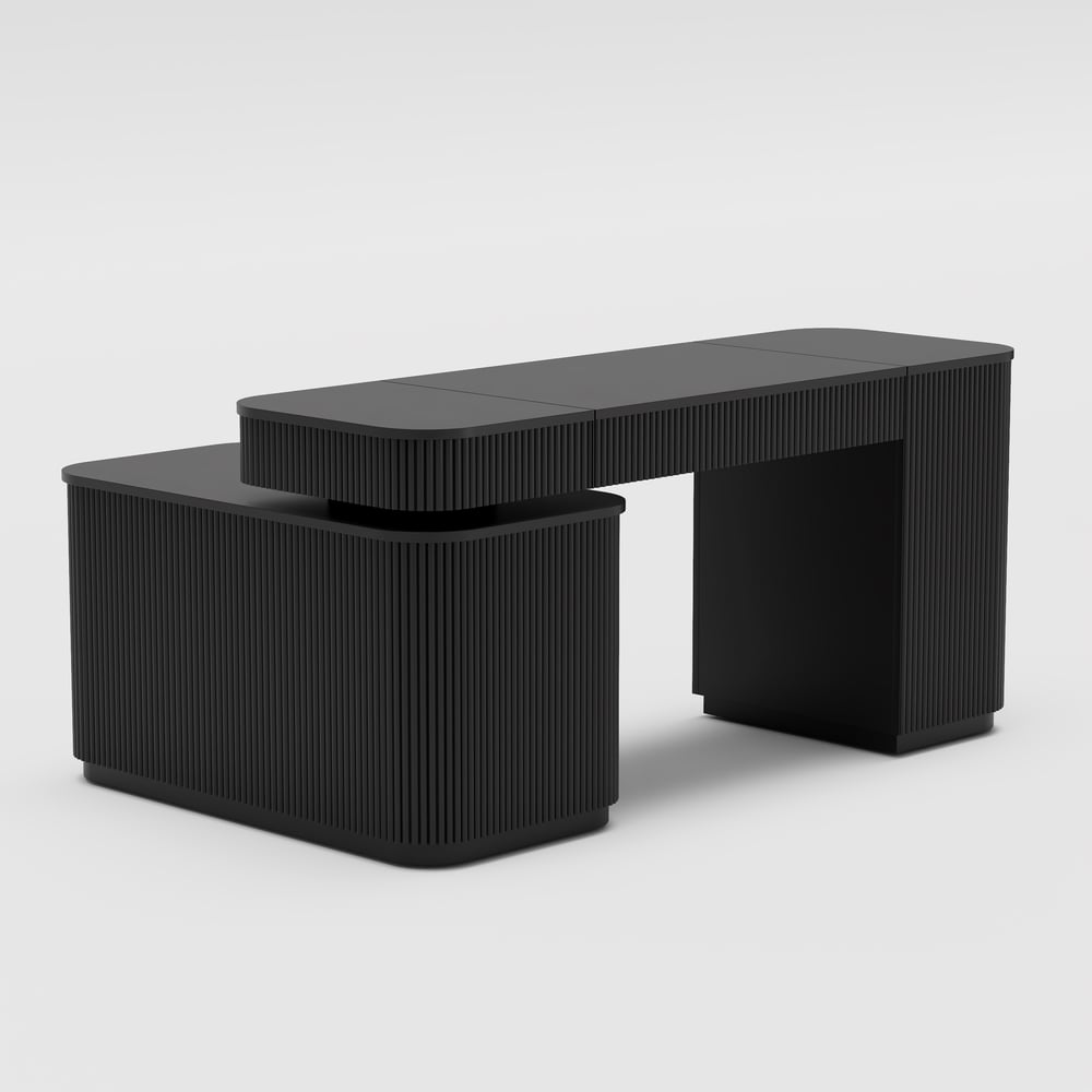 Velign 65" L-Shape Black Executive Desk with Right-Side Cabinet window image