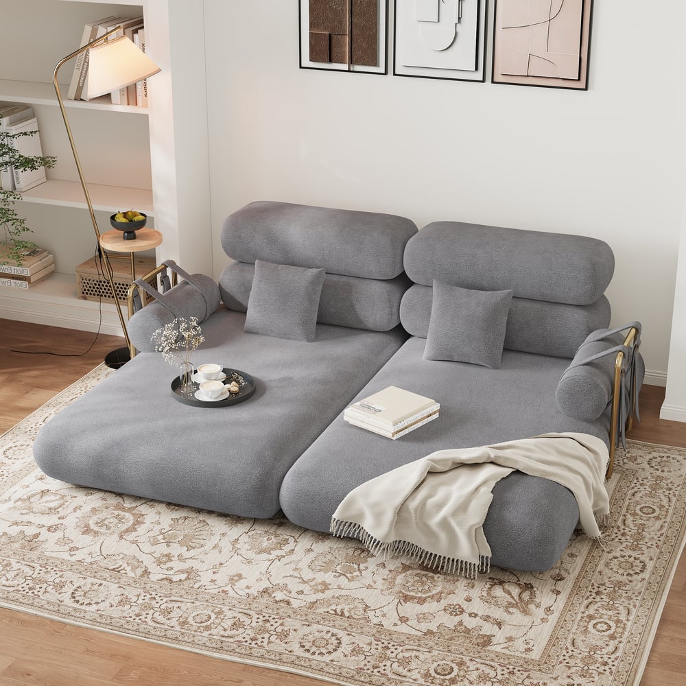 67" Full 2-Seater Chenille Velvet 4 in 1 Futon Convertible Sleeper Sofa window image