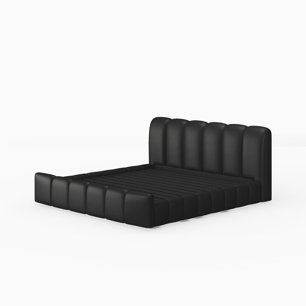 Humply Queen Black Faux Leather Storage Bed with Drawers window image