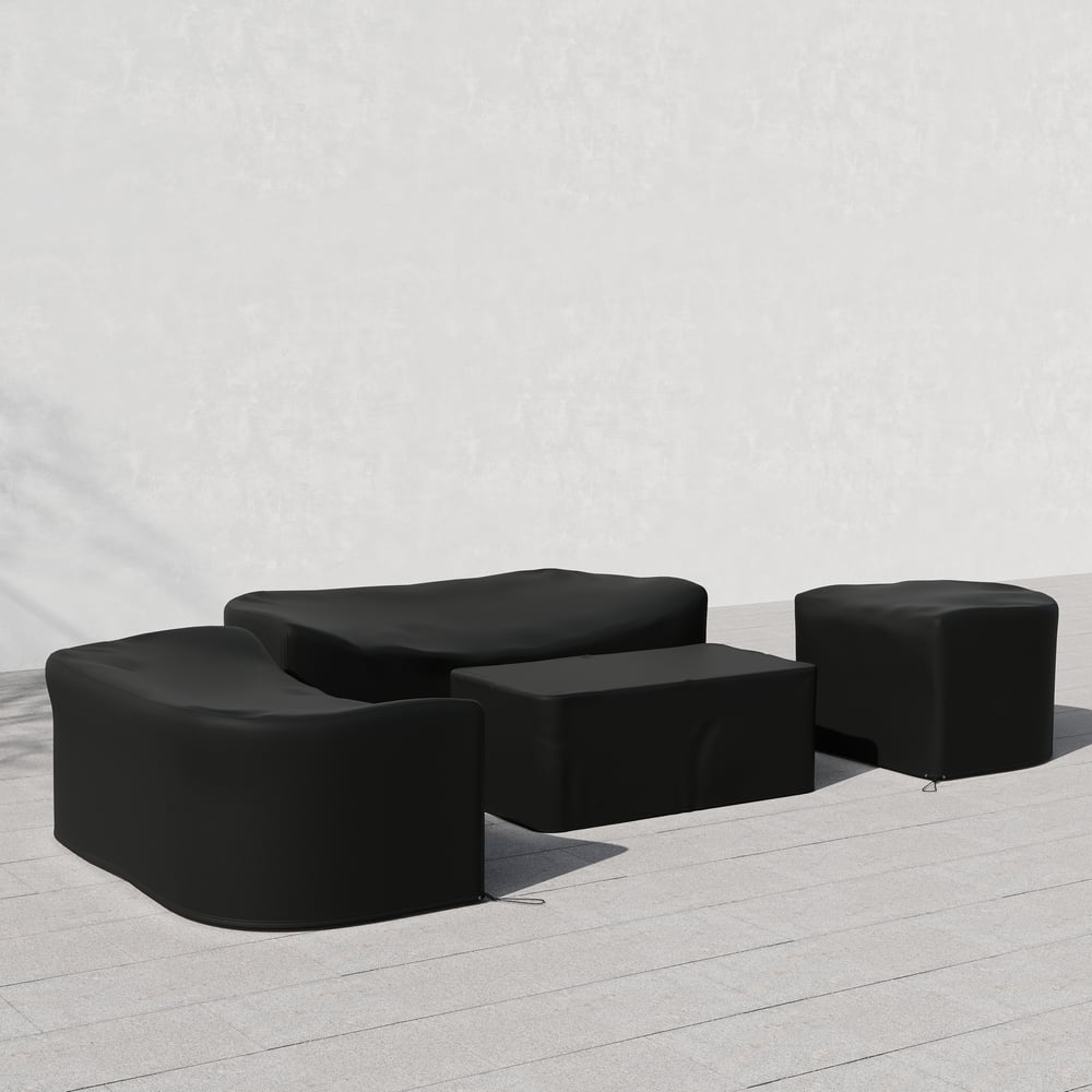 600D Tough Canvas Waterproof Outdoor Patio Furniture Set Covers in Black window image