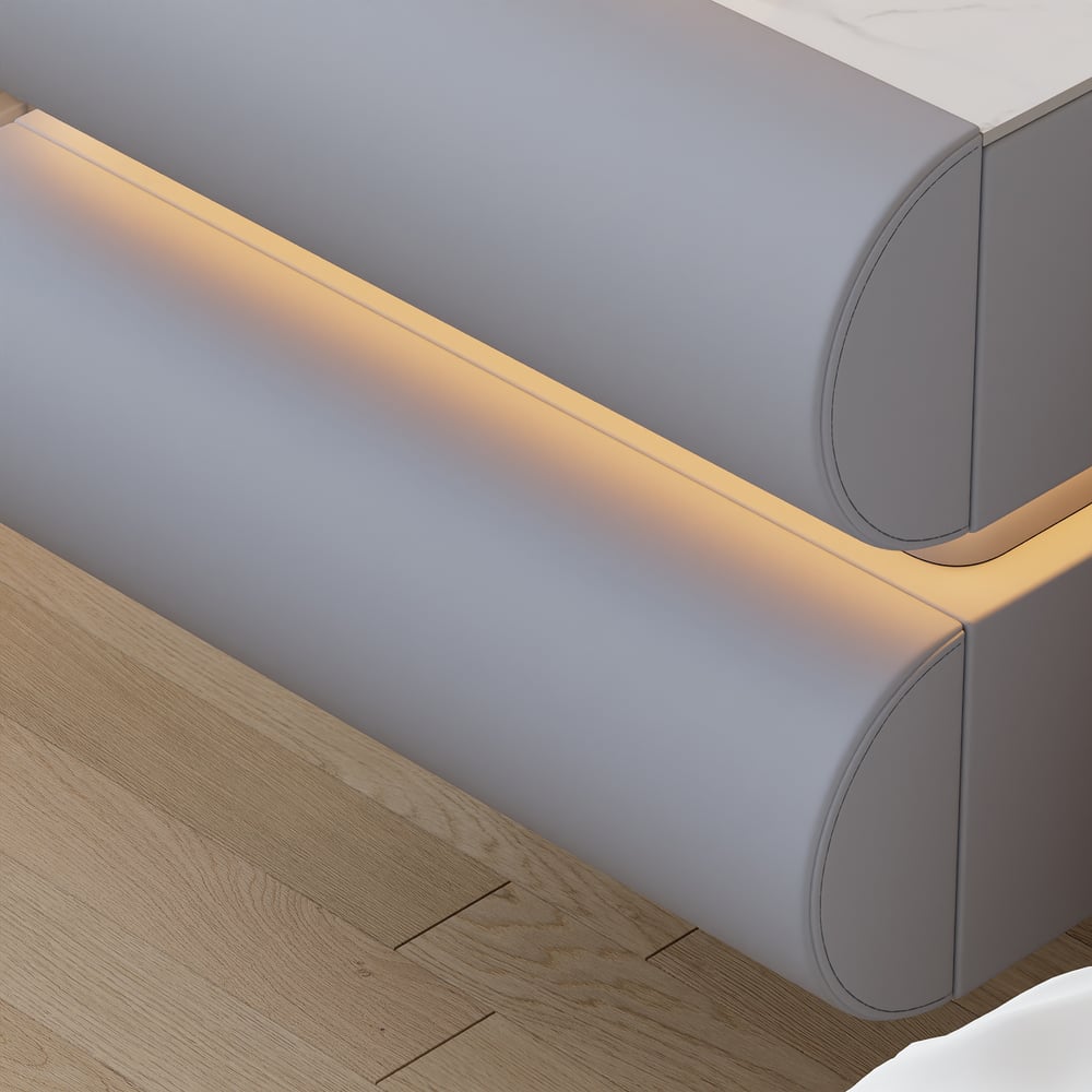 Humply Floating Leather 2-Drawer Smart LED Nightstand with Sintered Stone Top window image