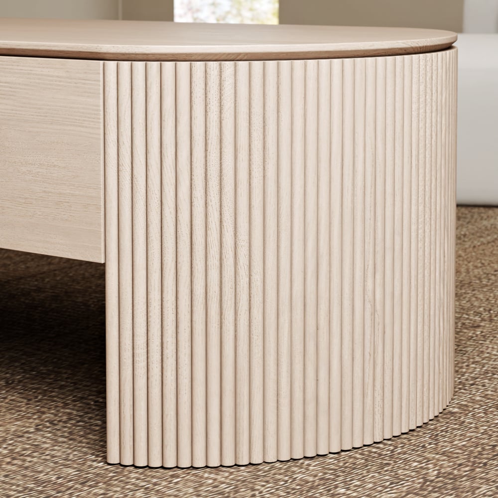 Mesa de Centro Retrátil Oval de 47" Mid-Century Modern Imagem da janela