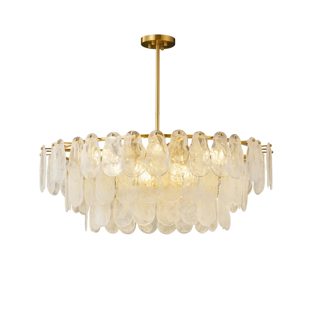 Cloude 39" 12-Light Glass Chandelier with Bulbs & Adjustable Height window image