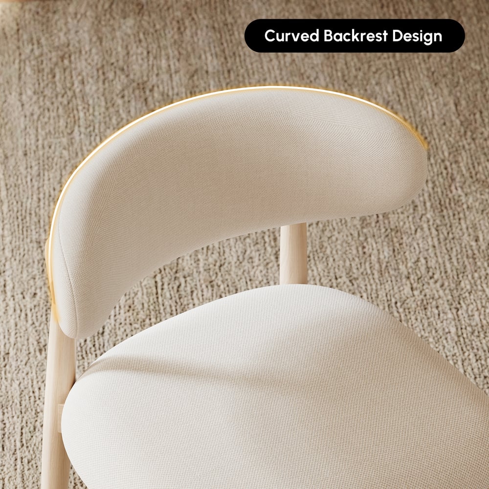 Modern Whitewash Linen Dining Chair with Rubber Wood Legs, 1 Piece window image