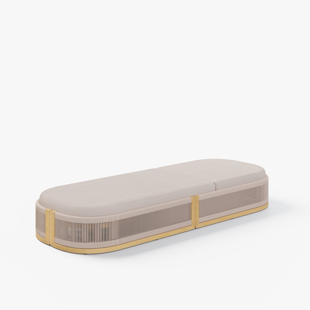 Aluminium & Rotan Buiten Ligstoel Terrasmeubilair in Ivoor Vensterafbeelding