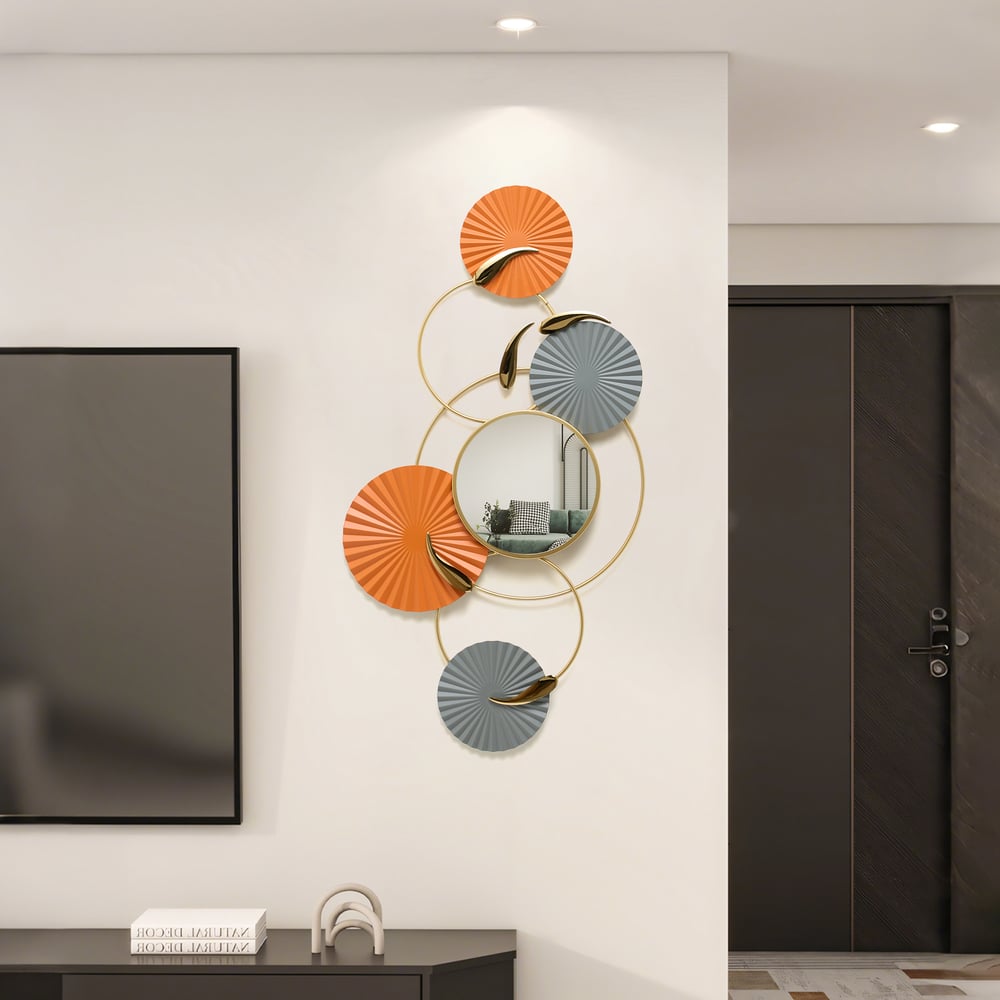 46" Modern Wall Mirror – Geometric Iron Art Decorative Mirror window image