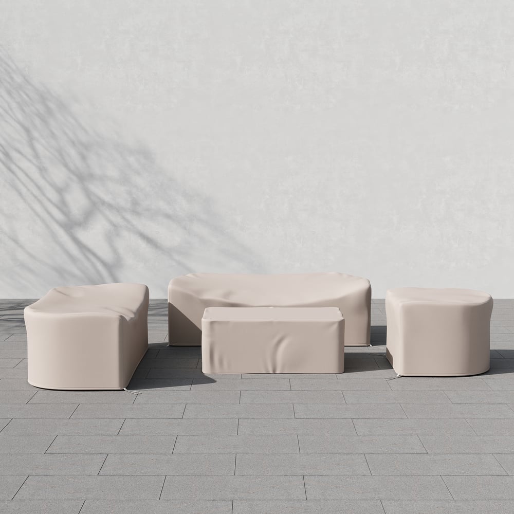 Costra Outdoor 600D Tough Canvas Waterproof Patio Furniture Set Covers in Ivory window image
