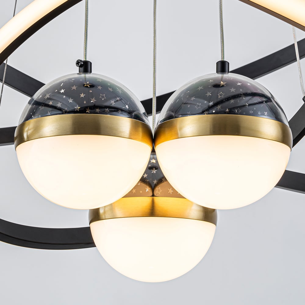 31" 6-Light LED Chandelier with Starry Projection, Dimmable & Adjustable window image