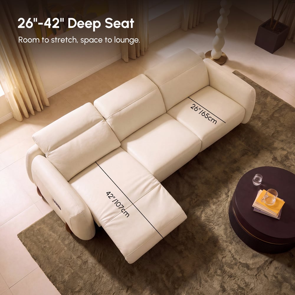Curva 302cm Genuine Leather Power Reclining Sofa with Adjustable Headrests window image