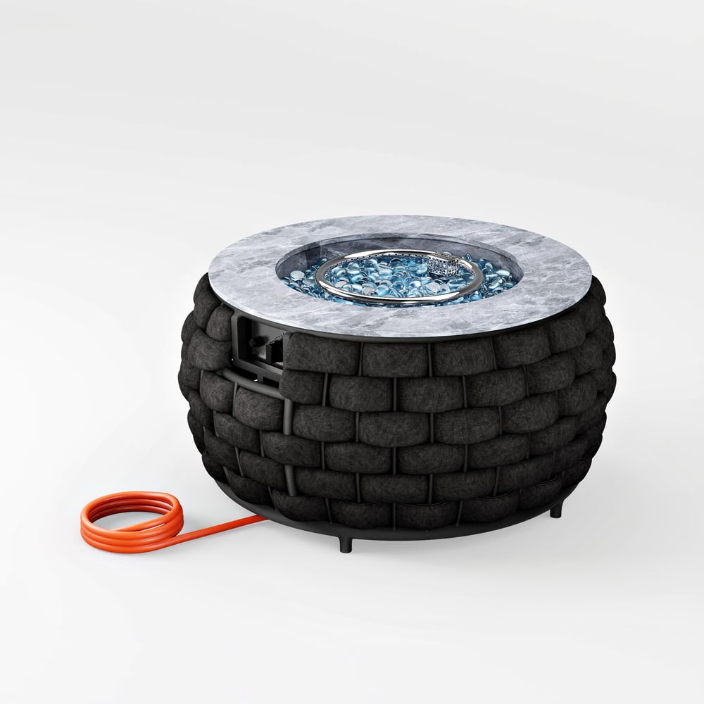 Table brasero ronde sans fumée au propane Cocaro Outdoor 700 mm gris foncé image de fenêtre