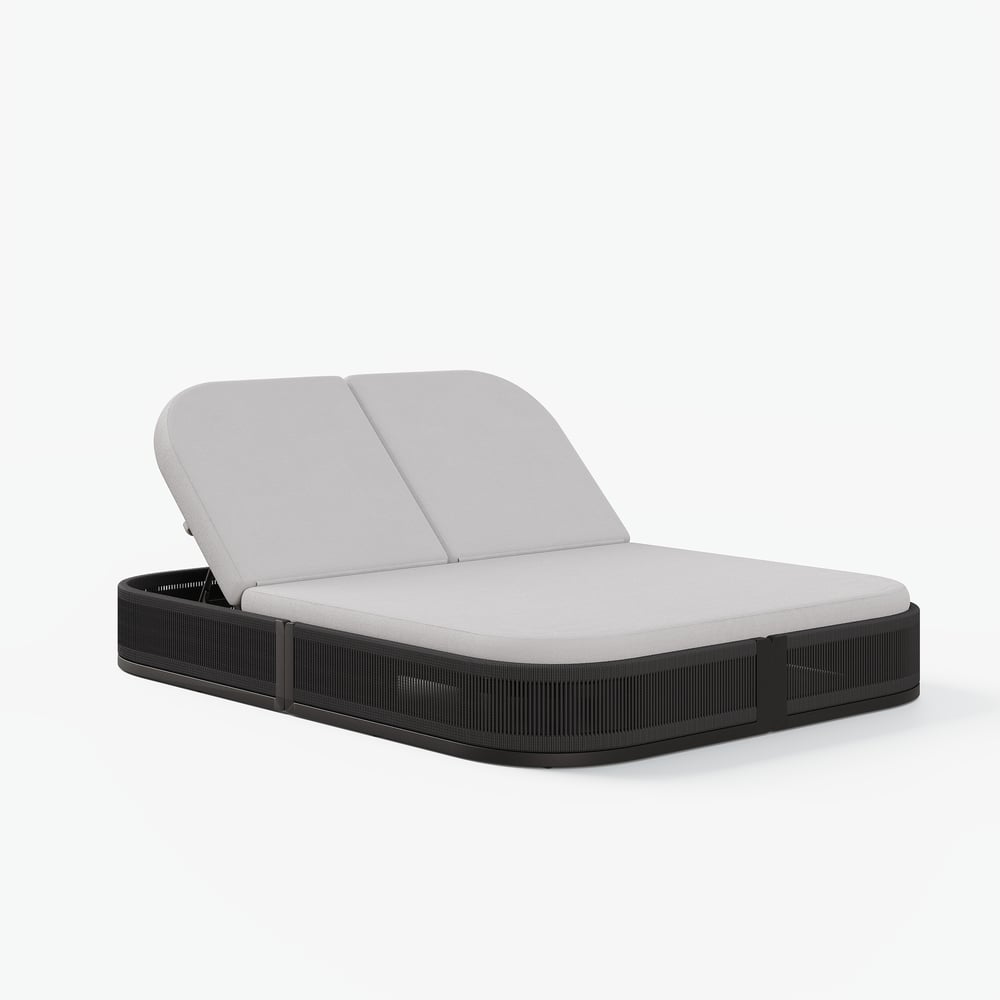 Costra Outdoor Aluminum & Rattan Chaise Lounge in Black window image