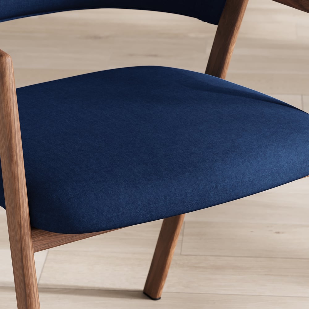 Modern Blue Linen Dining Chair with Upholstered, 2 Pieces window image