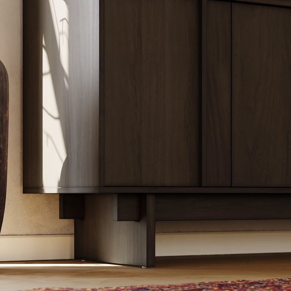 Panvyr Mid Century 60" Smoky Brown Wood Sideboard with Storage & Adjustable Shelves window image