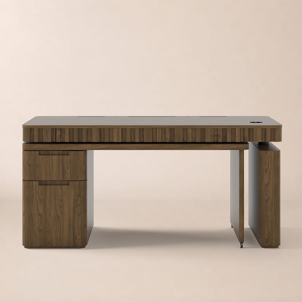 Aura 63" Smoked Brown 360-Degree Rotating Desk Electric Adjustable Standing Desk window image