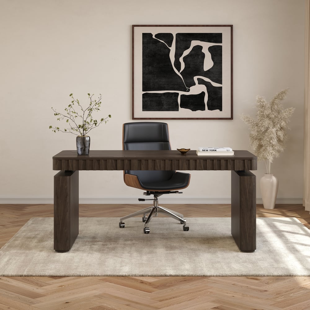 Aura 160 cm Smoked Brown Fluted Electric Adjustable Standing Desk window image