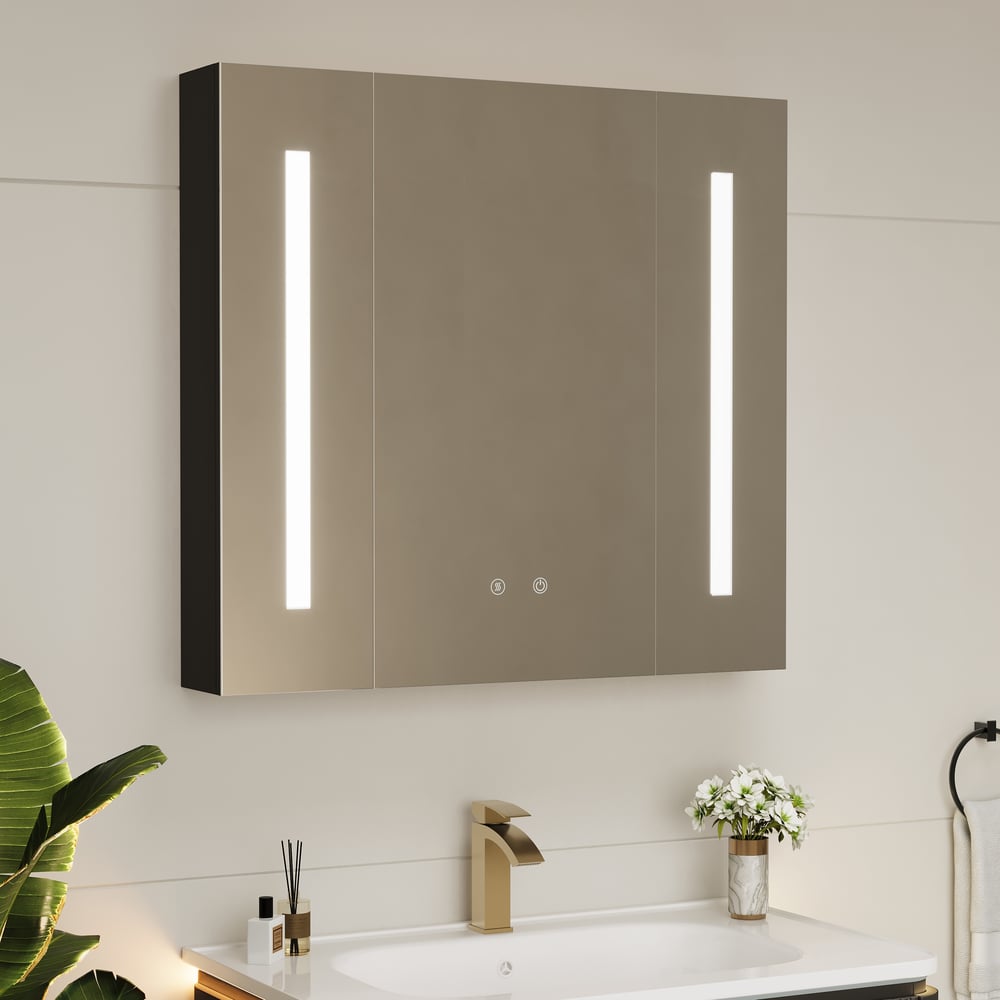 31.5" Modern Wall-mounted LED Bathroom Medicine Cabinet Vanity Mirror with Storage window image