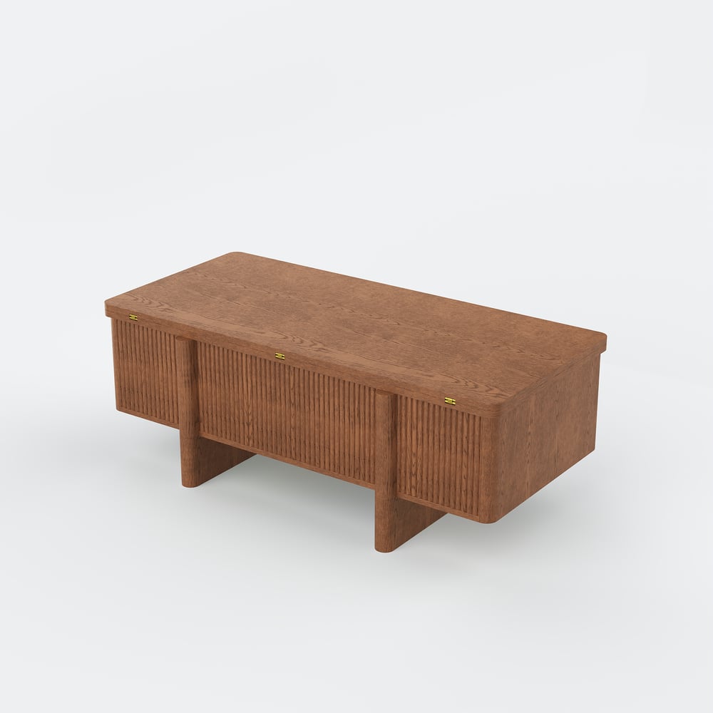 47" Fluted Lift-Top Walnut Coffee Table with 2 Drawers window image