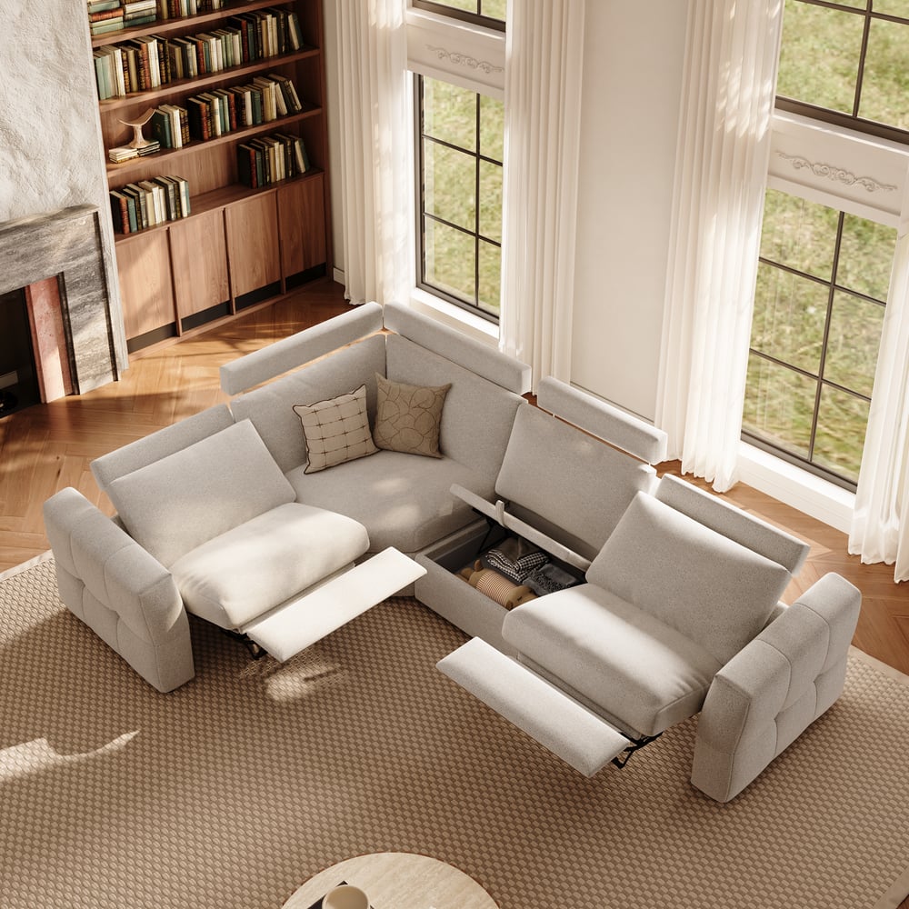 Glidio Chenille Power Reclining Sofa with Adjustable Headrests window image