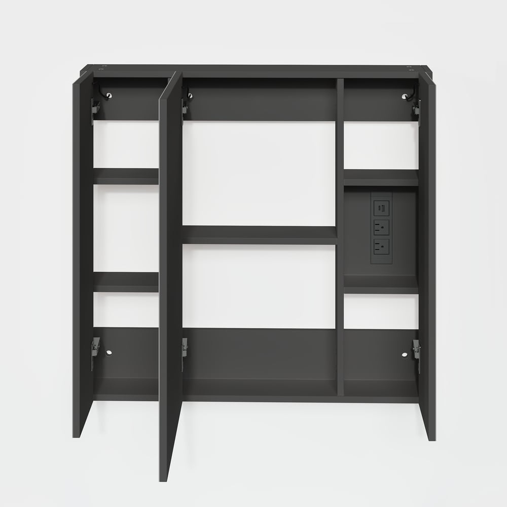 31.5" Modern Wall-mounted LED Bathroom Medicine Cabinet Vanity Mirror with Storage window image