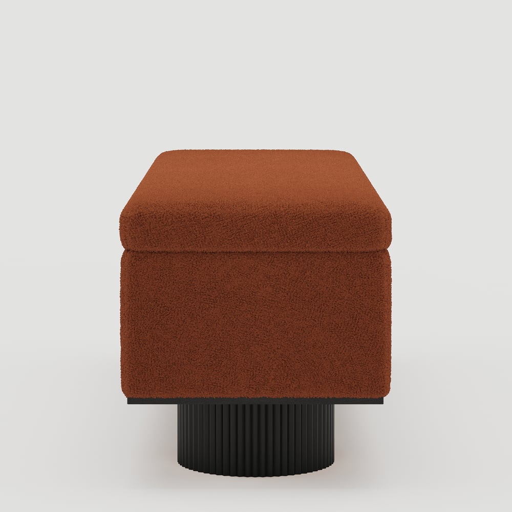 Teddy Fabric Fluffy Faux Fur Flip Top Wood Storage Entryway Bench window image