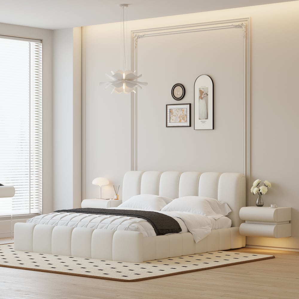 Comodino Smart Flottante in Pelle Humply con 2 Cassetti Immagine della finestra